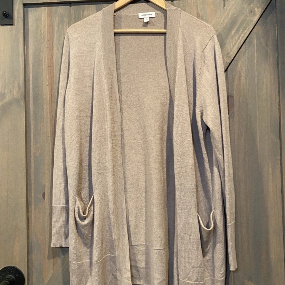 Nordstrom Light Tan Open Front Cardigan